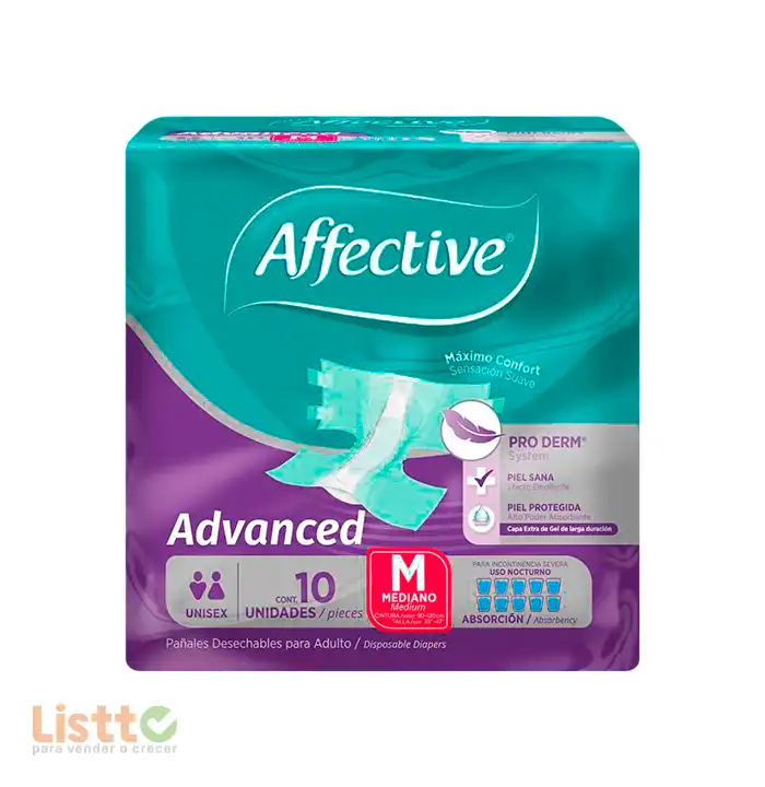 Pañal Affective Adulto Advanced Mediano 10 pz.