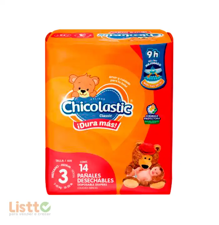 Pañal Chicolastic Classic Unisex Etapa 3 14 pz.