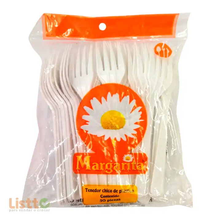 Tenedor Plástico Margarita Chico 50 pz.