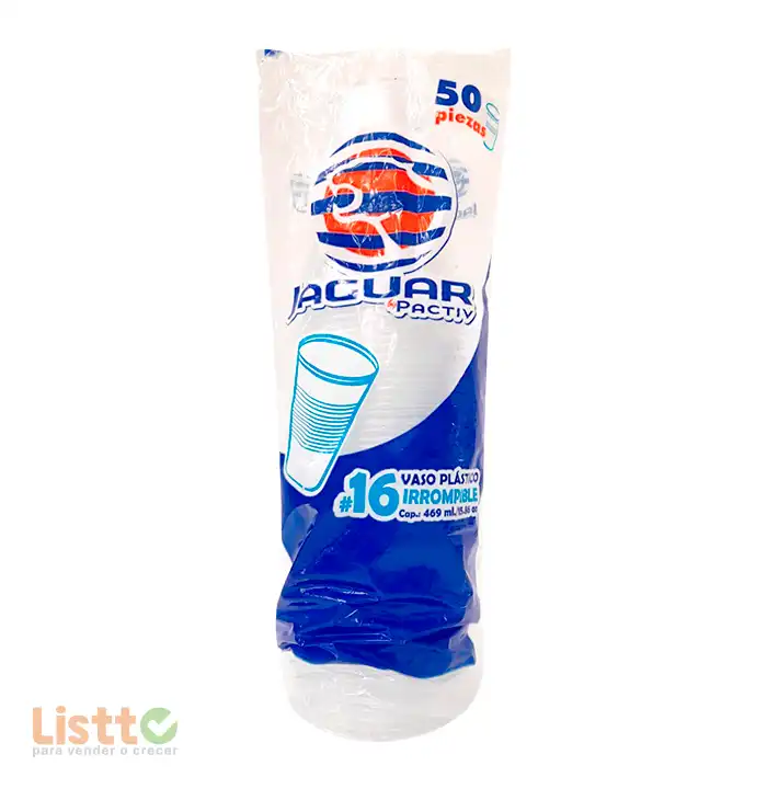 Vaso Plástico Jaguar Número 16 50 pz.
