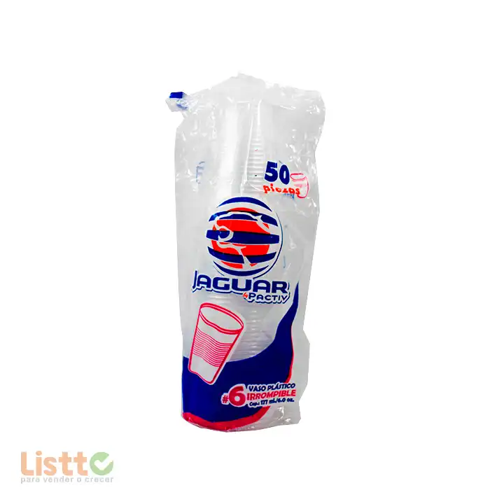 Vaso Plástico Jaguar Número 6 50 pz.