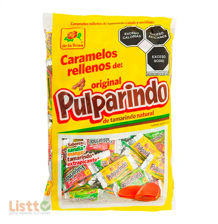 Caramelo de La Rosa Relleno de Pulparindo 100 Pz.