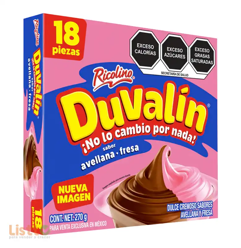 Dulce Duvalín Avellana Fresa 18 pz.