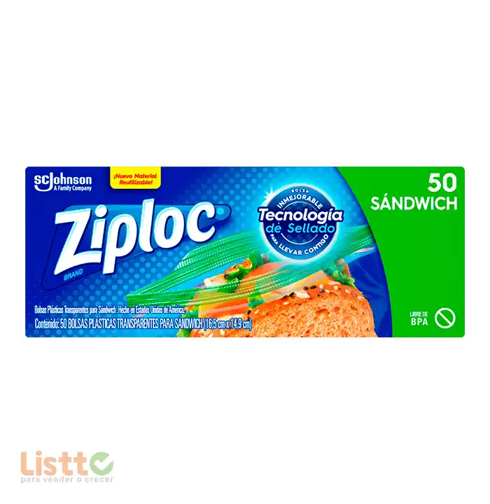 Bolsa Plástico Ziploc Sándwich 50 Pz.