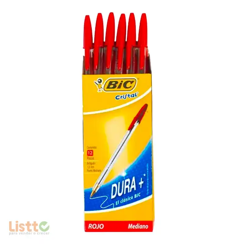 Pluma Bic Mediano Rojo 12 Pz.