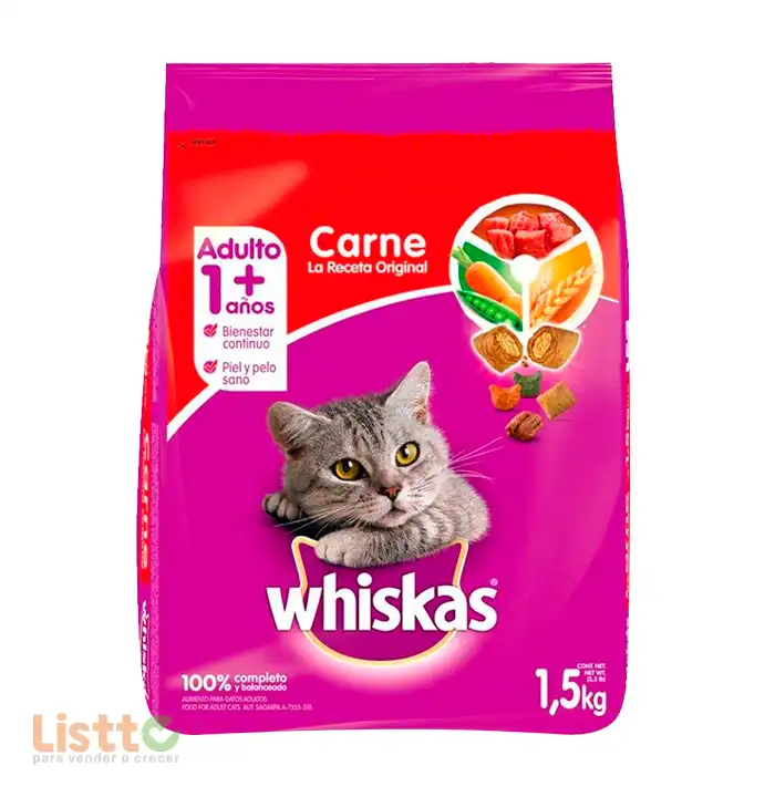Alimento Whiskas Carne Receta Original 1.5 kg.