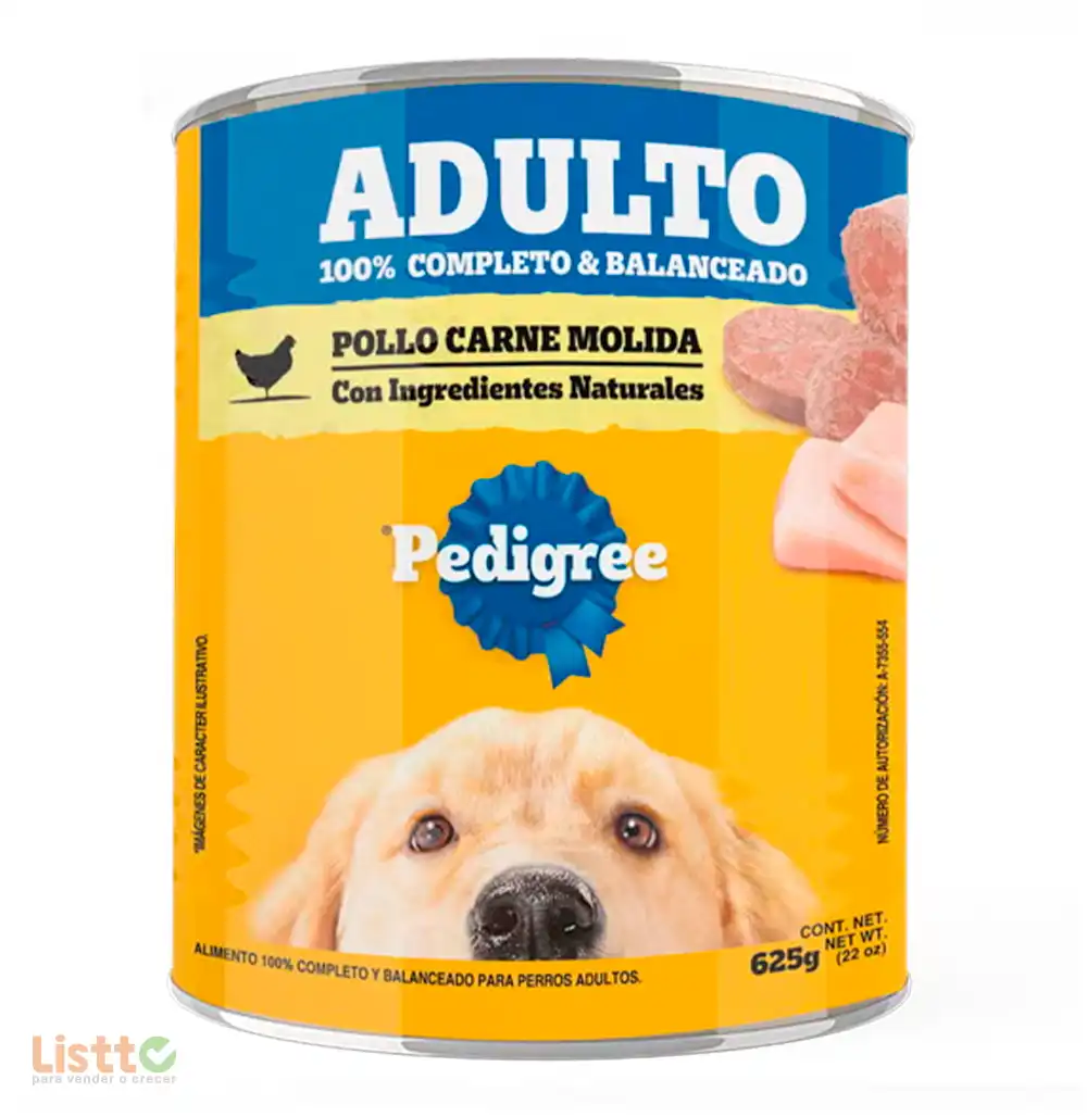 Alimento Pedigree Adulto Carne Molida de Pollo 625 gr.