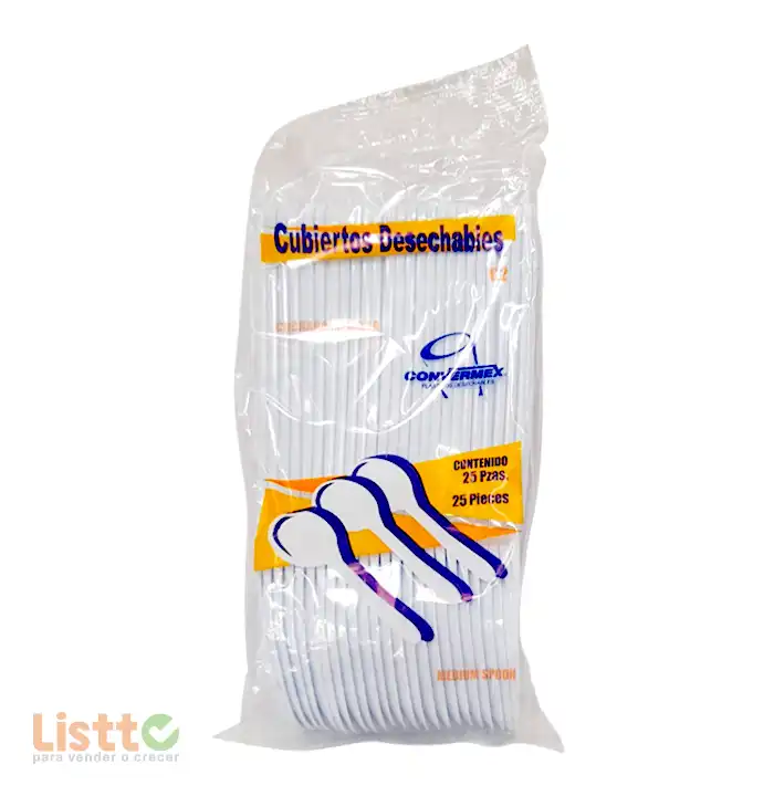 Cuchara Plástico Convermex Mediana 25 pz.