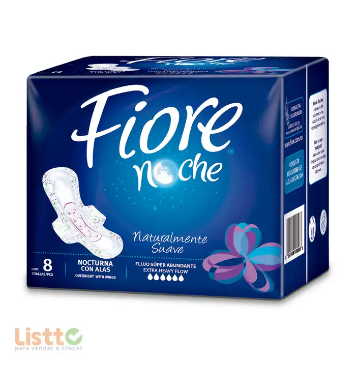 Toalla Sanitaria Fiore Nocturna con Alas 8 pz.