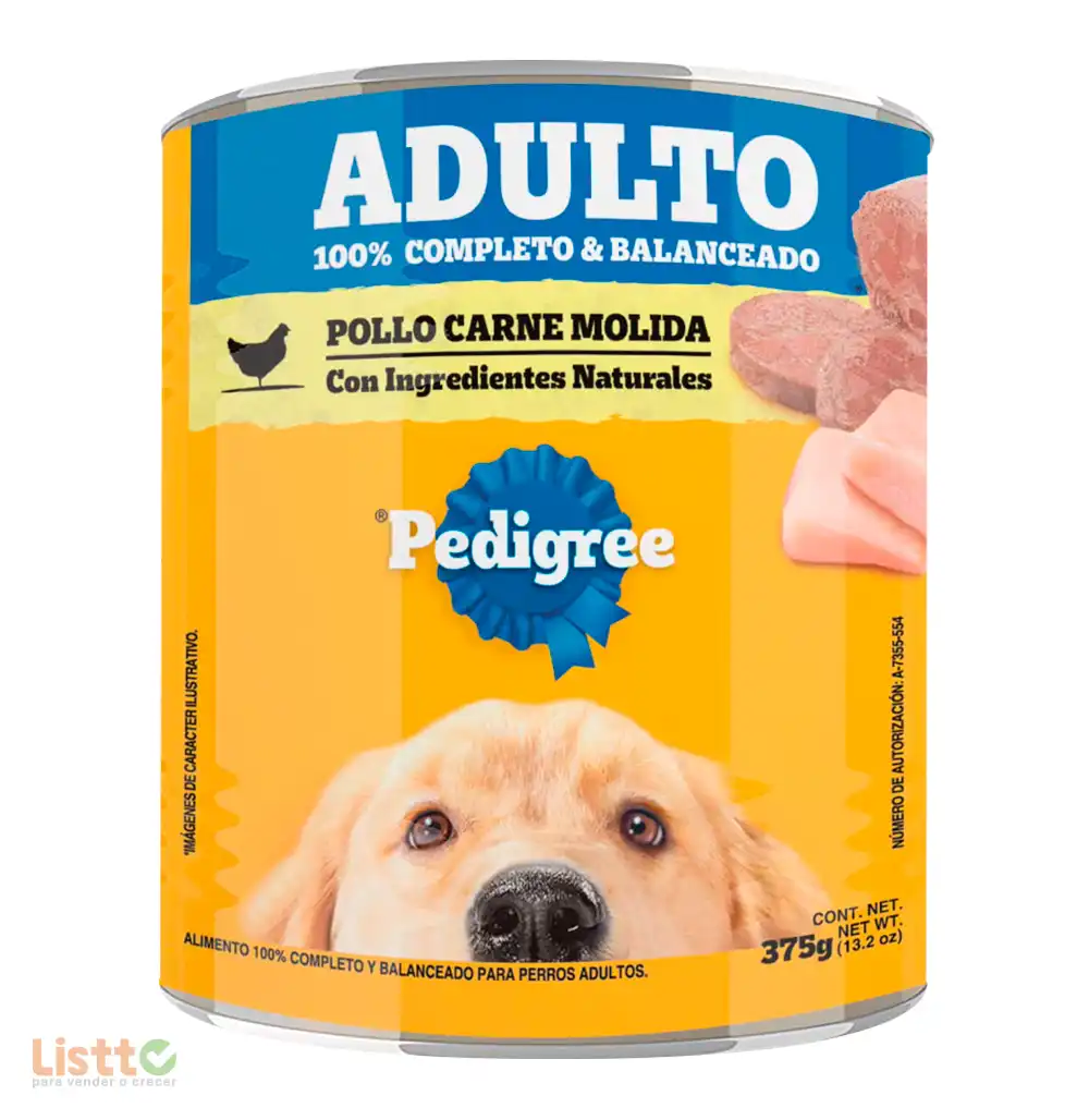 Alimento Pedigree Adulto Carne Molida de Pollo 375 gr.