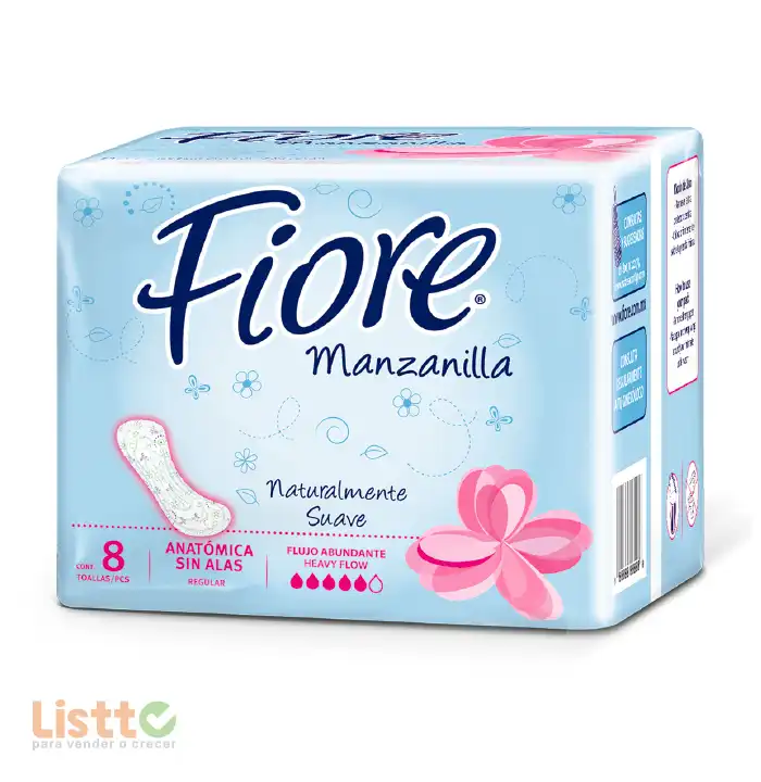 Toalla Sanitaria Fiore Anatomica sin Alas 8 pz.