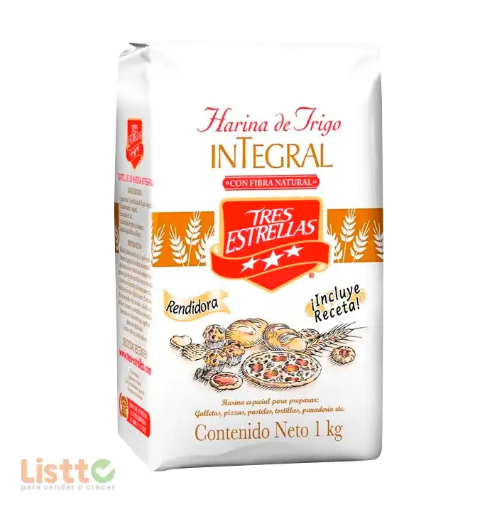 Harina de Trigo Integral Tres Estrellas 1 kg.