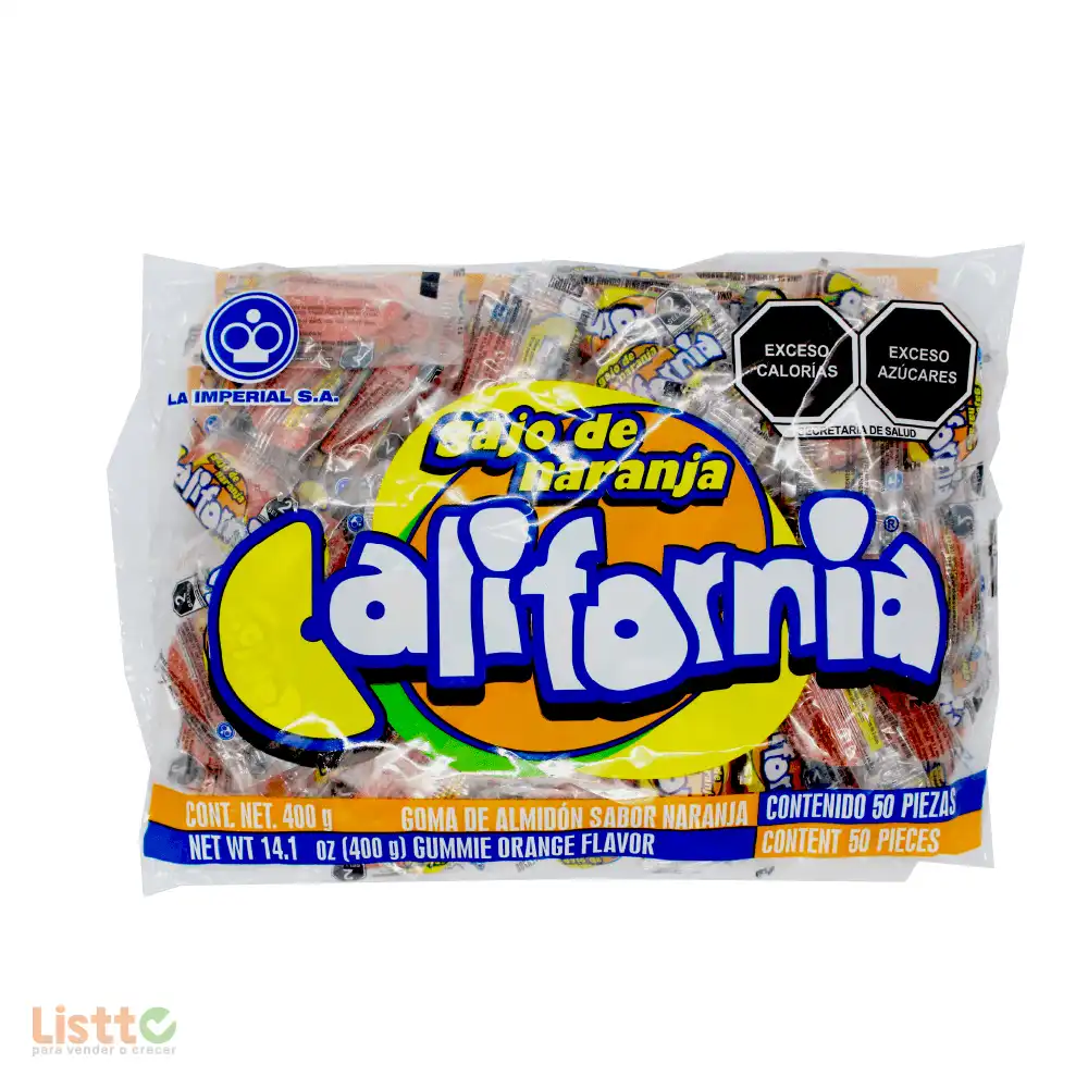 Goma La Imperial California Naranja Envuelta 50 pz.