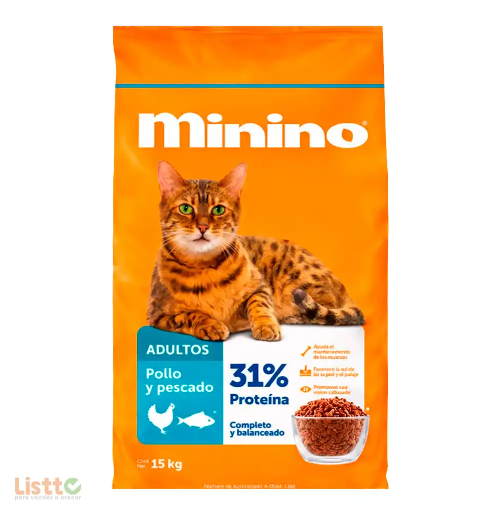 Alimento Ganador Minino Pollo y Pescado 15 kg.