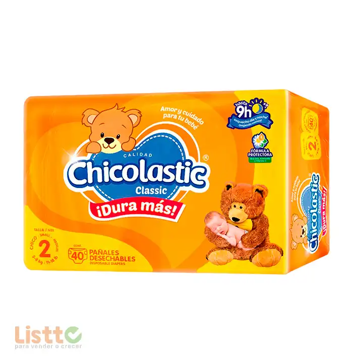 Pañal Chicolastic Classic Unisex Etapa 2 40 pz.