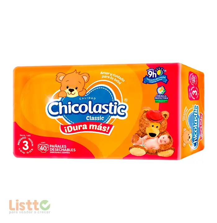 Pañal Chicolastic Classic Unisex Etapa 3 40 pz.