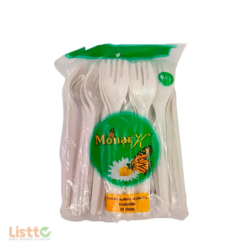 Tenedor Plástico Monarka Mediano 25 pz.