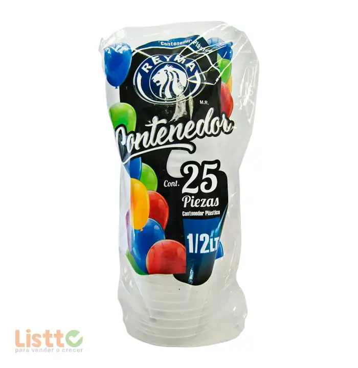 Envase Plástico Reyma 1/2 lt. 25 pz.