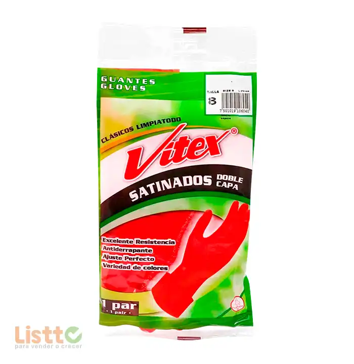 Guante Vitex Clásico Rojo Número 8 pz.