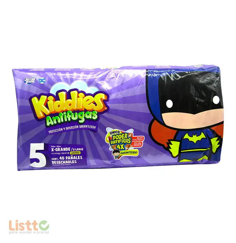 Pañal Kiddies Antifugas Etapa 5 40 pz.