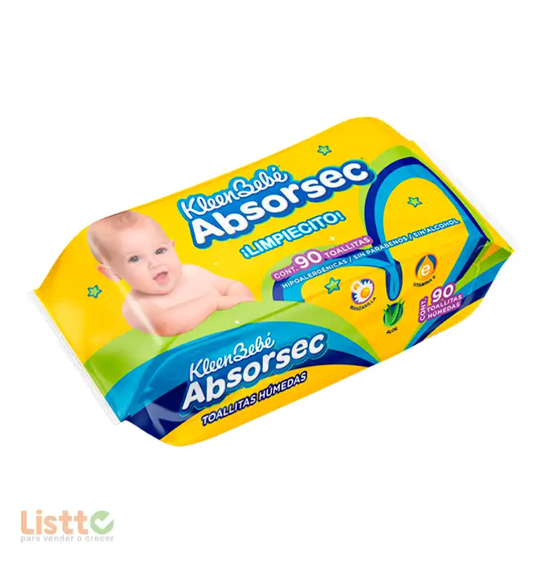 Toallitas Húmedas Kleen Bebé Absorsec 90 pz.
