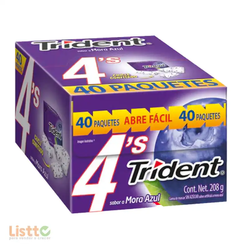 Chicle Trident Mora Azul 40/4 pz.