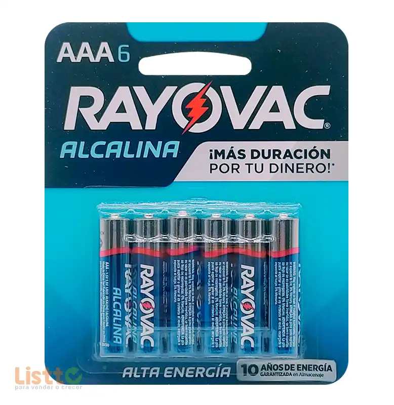 Batería Rayovac Alcalina AAA 6 Pz.