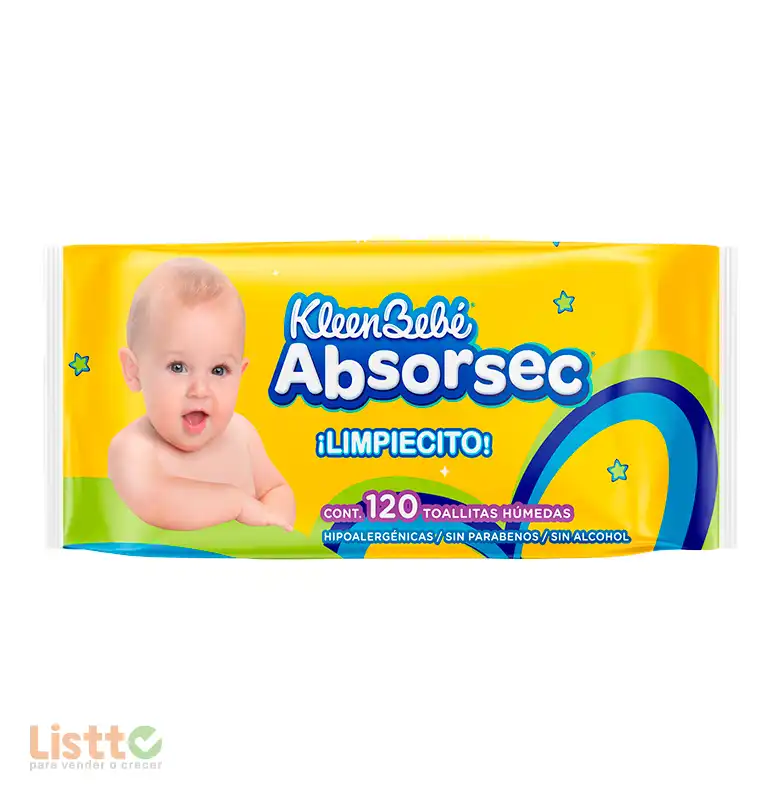 Toallitas Húmedas Kleen Bebé Absorsec 120 pz.