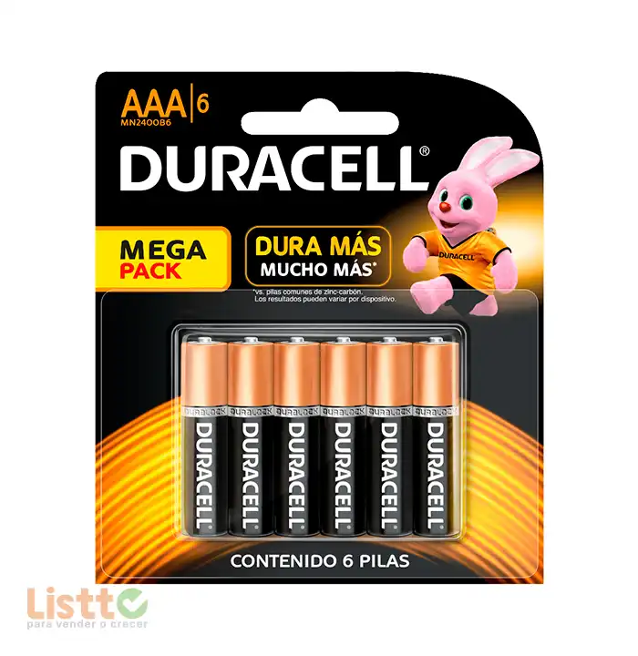 Batería Duracell Alcalina AAA 4 pz. + 1 pz. Gratis