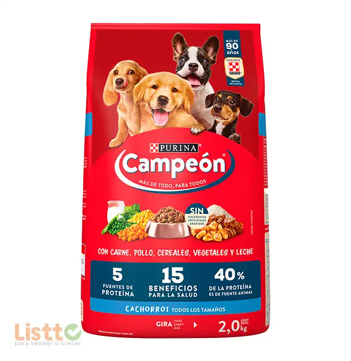 Campeón Alimento seco Perros cachorro todos los tamaños, carne y pollo, bulto 2 Kg