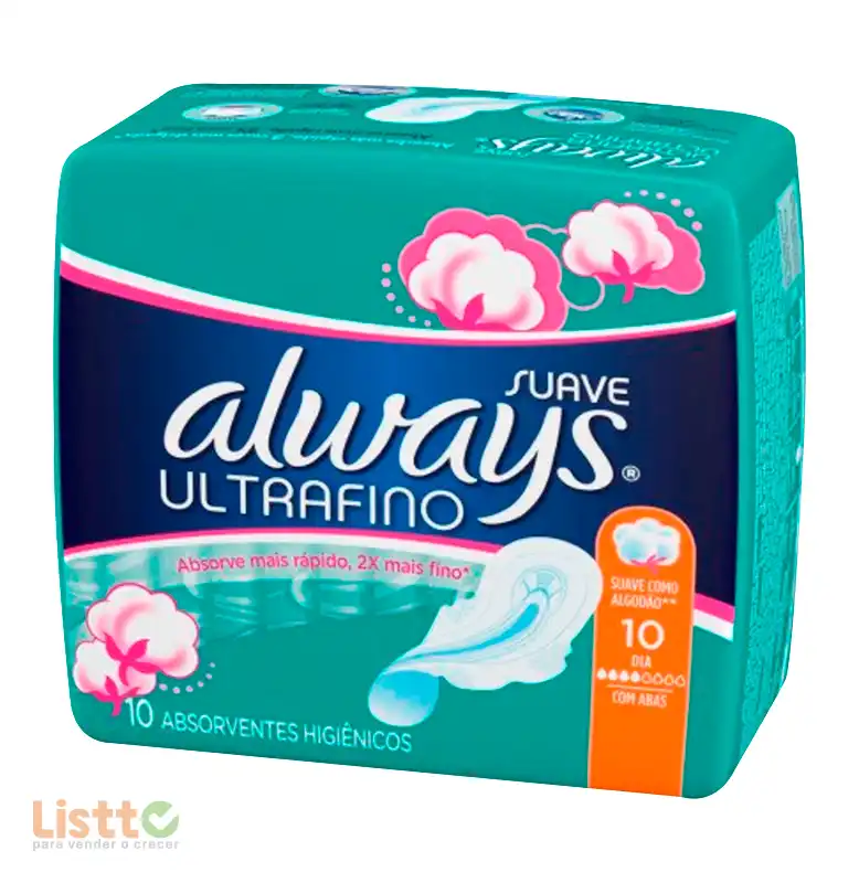 Toalla Sanitaria Always Active Nocturna U.f con Alas 10 Pz.