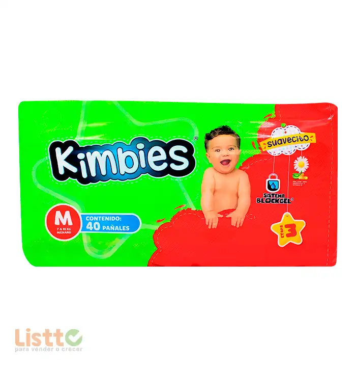 Pañal Kimbies Mediano 40 pz.