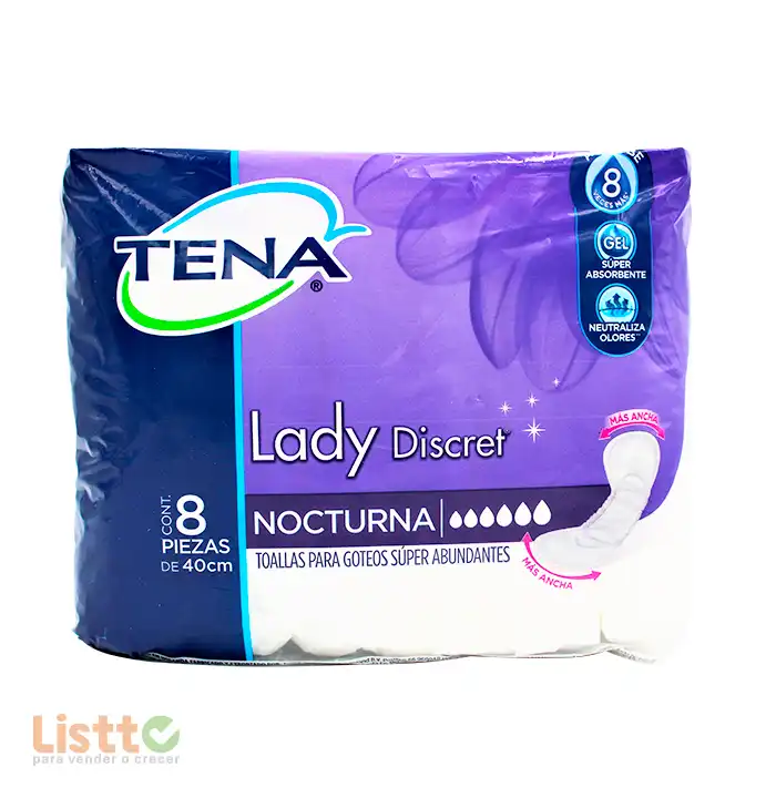 Toalla Sanitaria Tena Lady Nocturna 8 pz.