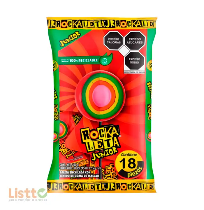 Paleta Sonrics Rockaleta 18 pz.