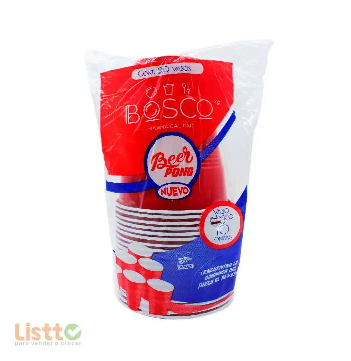 Vaso Plástico Bosco Número 16 Rojo 20 pz.