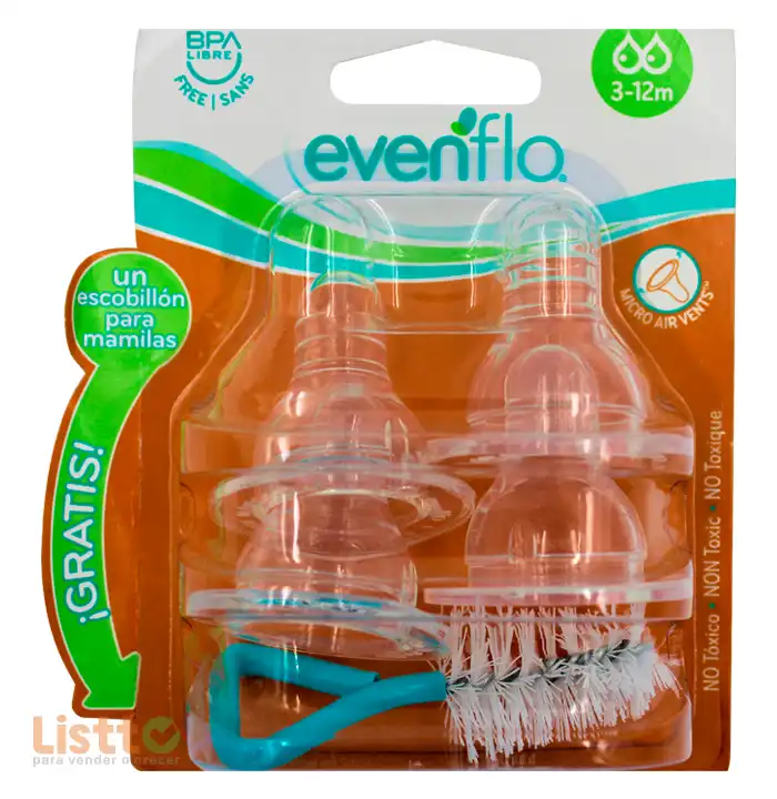 Mamila Evenflo Silicón Estándar 4 Pz + Escobillón