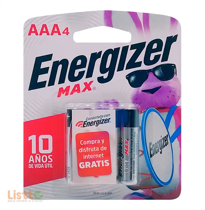 Batería Energizer Max AAA 4 pz.