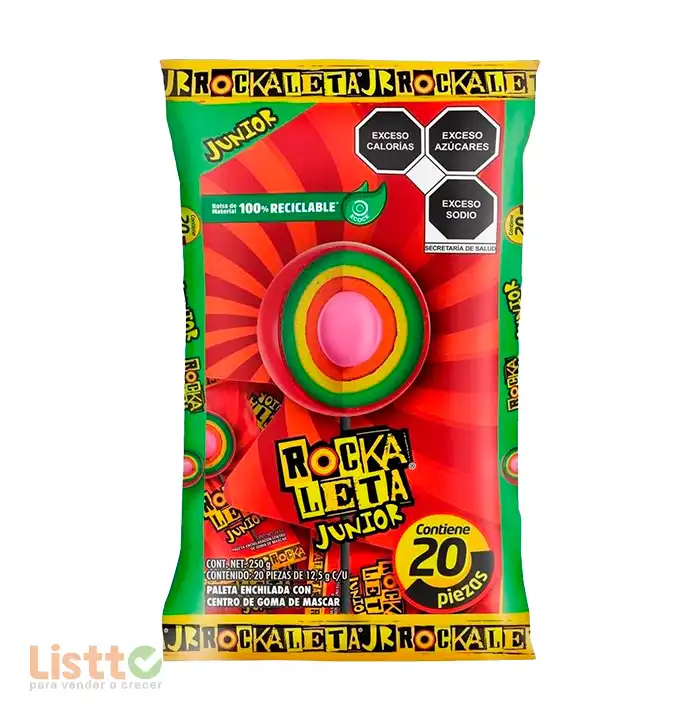 Paleta Sonrics Rockaleta Junior 20 pz.