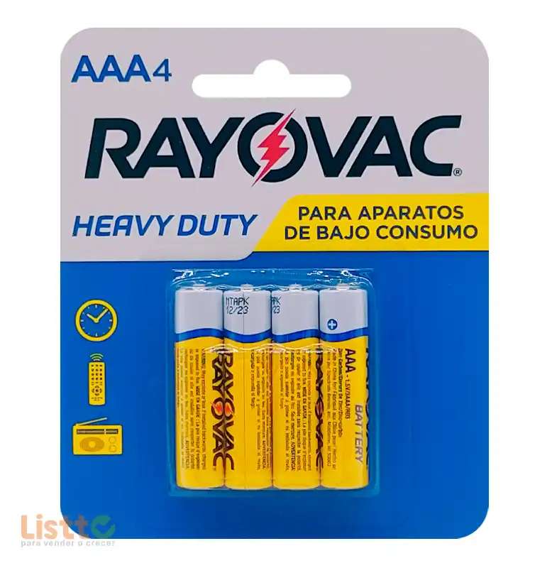 Batería Rayovac Heavy Duty AAA 4 Pz.