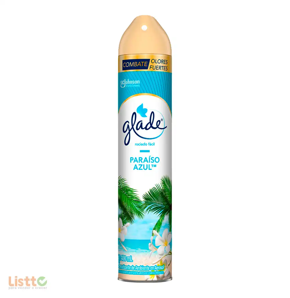Aromatizante Glade Paraíso Azul Aerosol 400 ml.