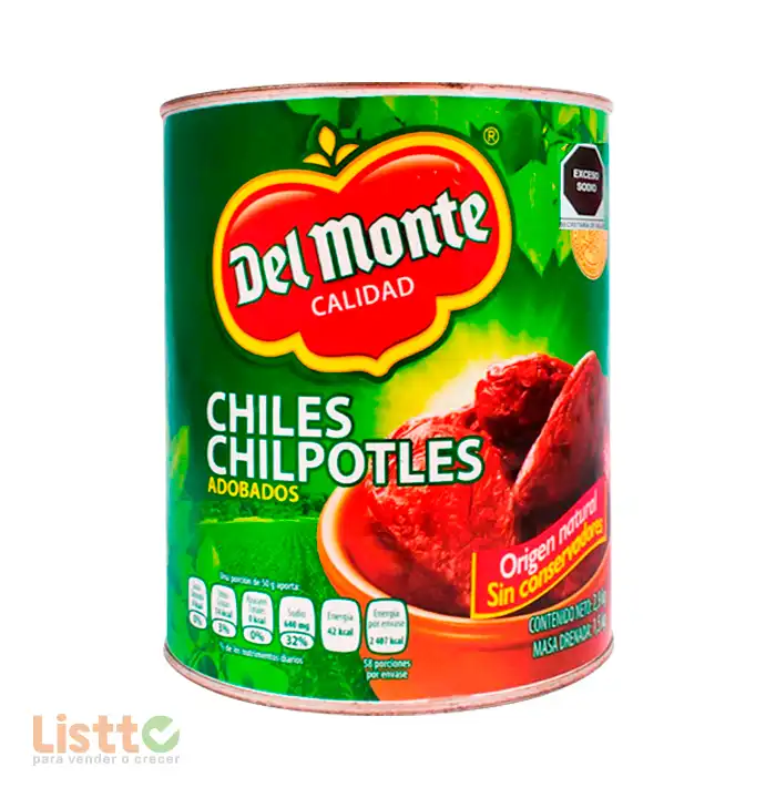 Chiles Chipotles Adobados Del Monte 2.9 Kg.