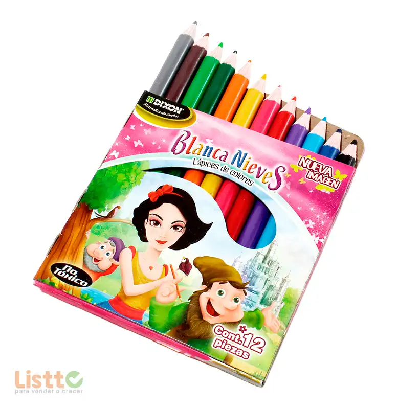 Lápices de Colores Blanca Nieves Corto 12 Pz.