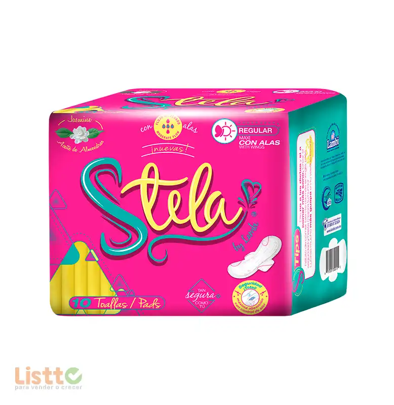 Toalla Sanitaria Stela Norm al con Alas 10 pz.