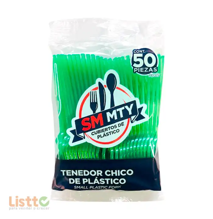 Tenedor Plástico Smmty Verde Neon 60 pz.