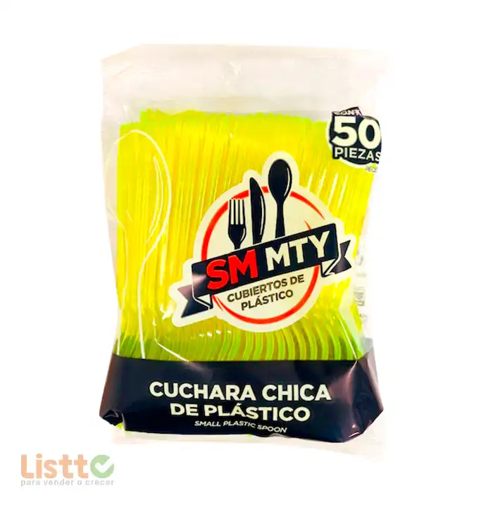 Cuchara Plástico Smmty Amarilla Neon 50 pz.