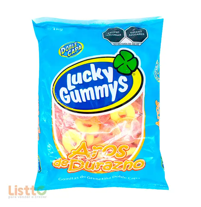 Goma Lucky Gummys Aros de Durazno 1 Kg.