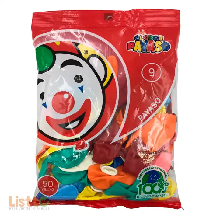 Globo Payaso Surtido Número 9 50 pz.