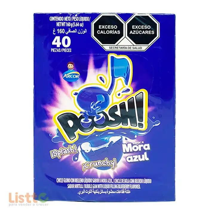 Chicle Arcor Poosh Mora Azul 40 pz.