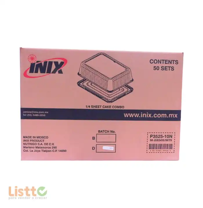 Domo para Pastel Inix 1/4 Plancha P3525-10n Pz.