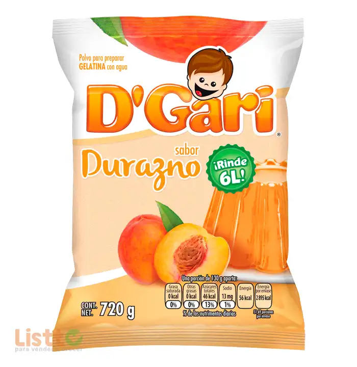 Gelatina D Gari Durazno 720 gr.